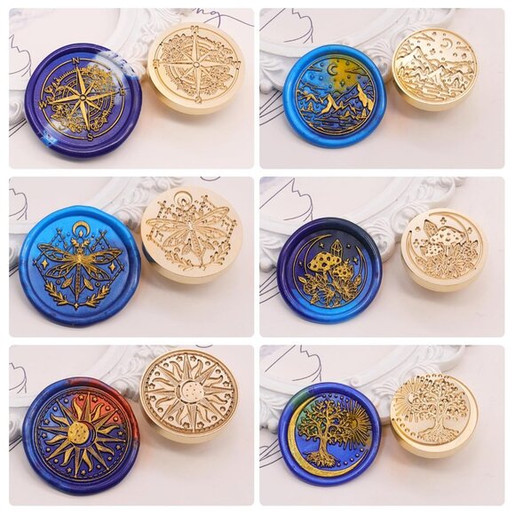Galaxy Universe Wax Seal Stamp Set, Vintage 6 Pcs Sealing Wax Stamp Heads and 1 - Picture 2 of 6